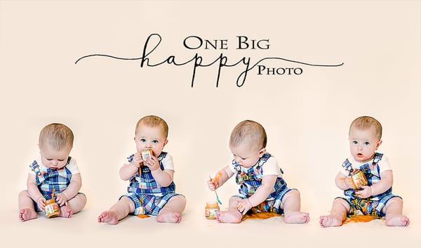 Baby boy enjoying his first solids (6 months old)