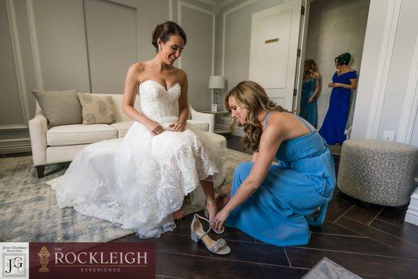 New Jersey bride getting ready with a little help.