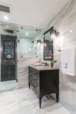 Master Bath - complete with steam shower, 6 showerheads, aromatherapy, chromatherapy and speakers in the tile ceiling.