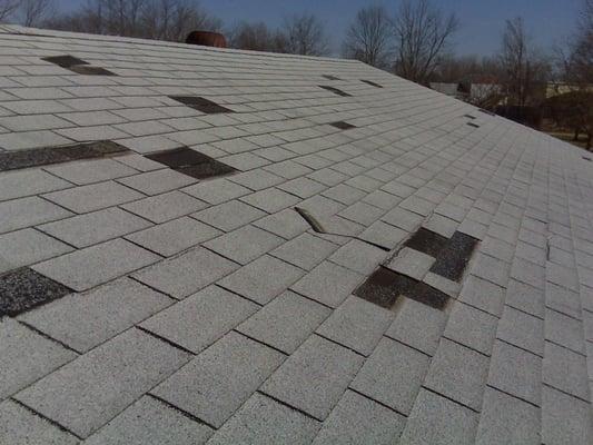 Hail and wind damage. Area public adjusters will achieve replacement of your entire roof as oppose to a roof patch!