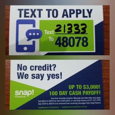 Snap Financing Available