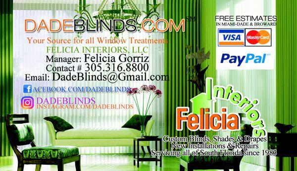 Business Card for Felicia Interiors