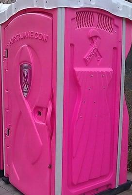 Seeing a Porta Jane at a race or festival=little slice of heaven for we who fear Porta Potties. Donations to cancer charities.