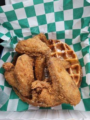 Chicken is decent and waffle is good...