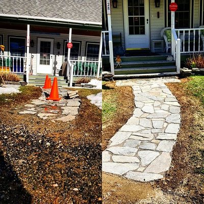 Flagstone walkway repair