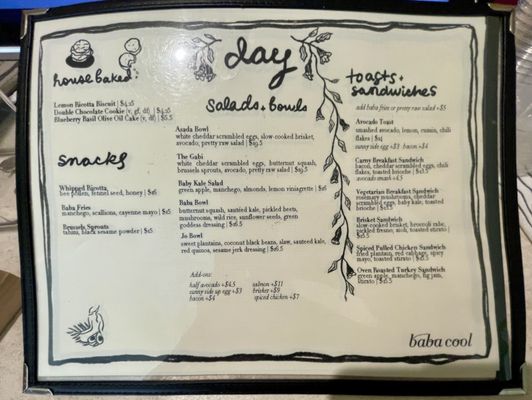 Daytime food menu (June 2024)