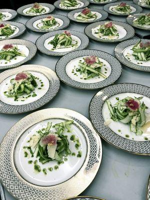 Asparagus Salad w/Watermelon Radish.