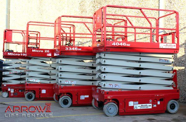 Numerous scissor lift sizes available.