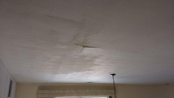 Water pouring through ceiling after temperature doctor's attic furnace install.