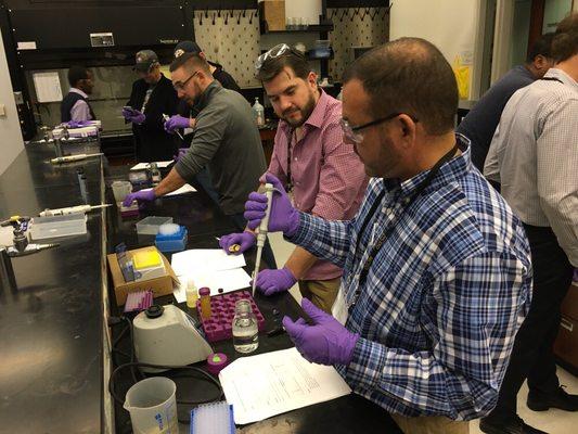 Steve's group testing blood in the lab. Doing it in the lab makes Steve prepared to identify and fight error points in DWI blood testing.