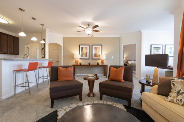 Mirbeau Living Room at Westhaven Luxury Apartments