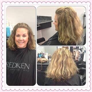 Before her Keratin treatment with frizzy and uncontrollable waves