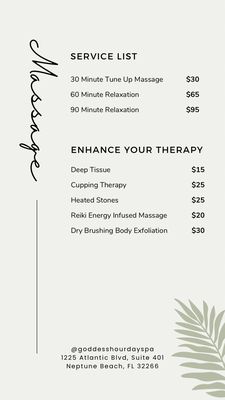 Spa pricing