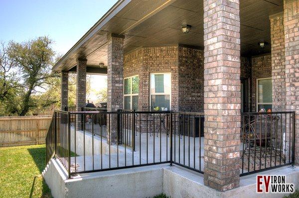 Wrought iron patio and stair handrails.