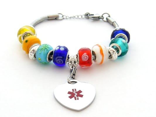 Multi-Color Beaded Style Bracelet - Medical ID