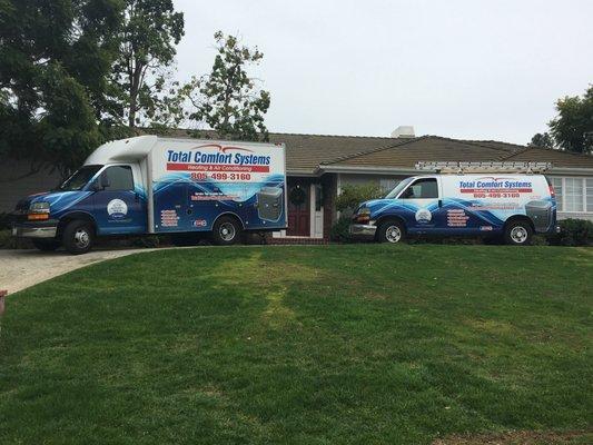 The guys hard at work with a system replacement in Thousand Oaks.