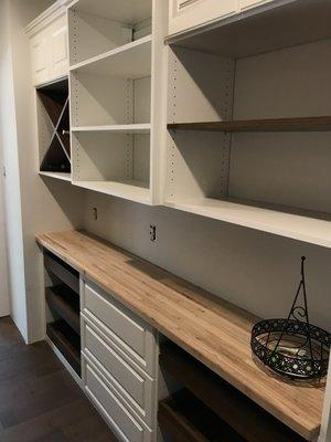 Pantry with red oak butcher block top