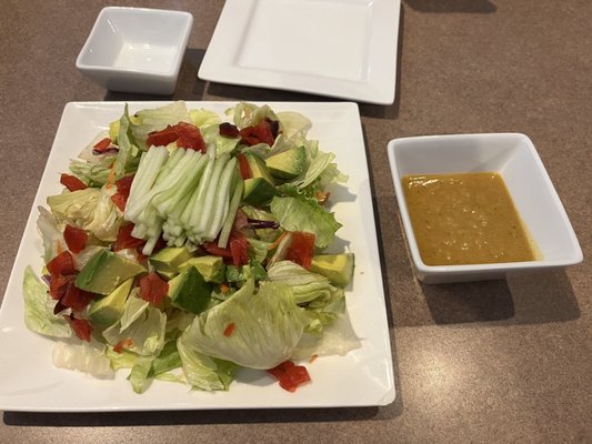 Salad and sushi