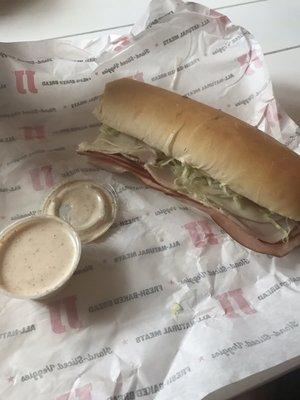 Picture of the #11, no mayo or tomato. Side of kick in' ranch. The bread is stale!