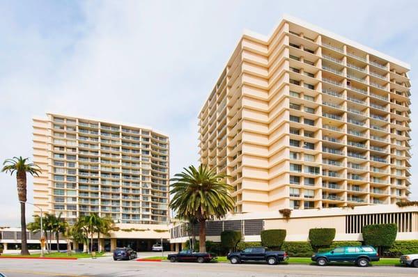 Exterior prep and paint/concrete restoration for Ocean Towers in Santa Monica California.