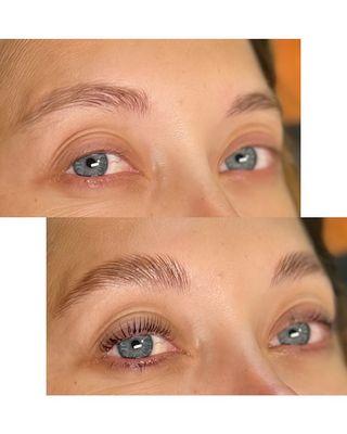 Brow lamination & lash lift/tint 
Before & after