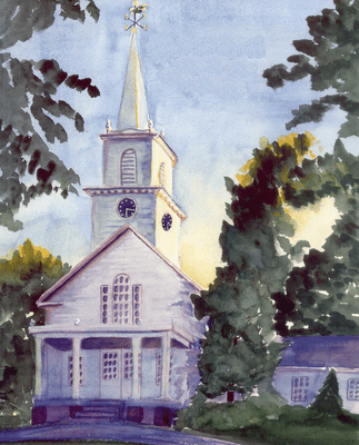 Painting of First Parish of Bolton church building