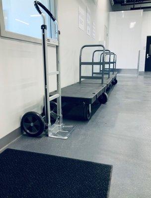 Carts and dollies for your use to make the storing process easier!