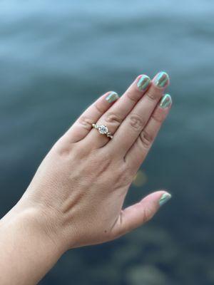 Seafoam compass kite ring