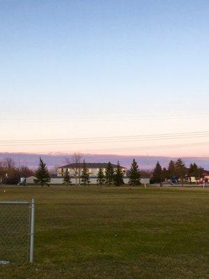 Here is a view of our apartment from the soccer field.