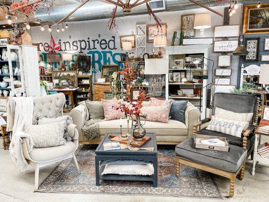 Unique curated furniture combined with vintage finds for timeless style