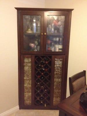 A custom wine rack unit done by Plantation Shutters