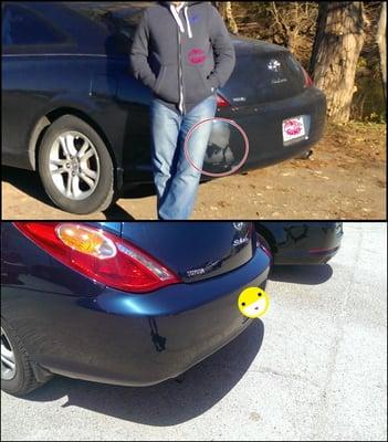 Before and After. Toyota Solara - Rear bumper painting