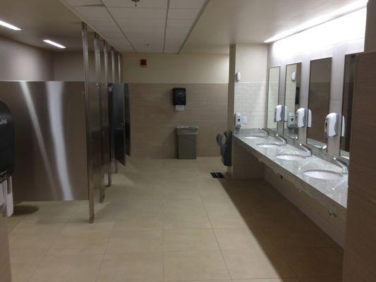 Restrooms cleaned and disinfected.