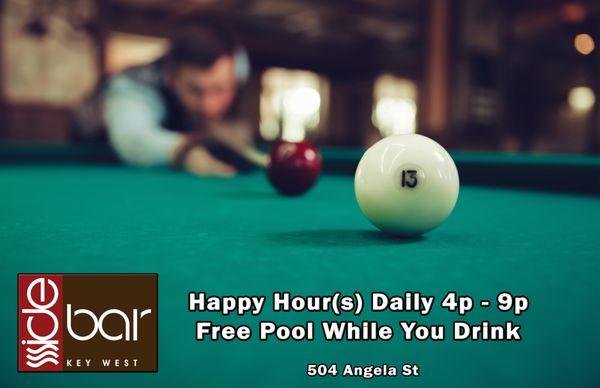 Daily Happy hours and free pool