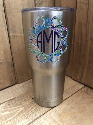 Blue printed mandala monogram