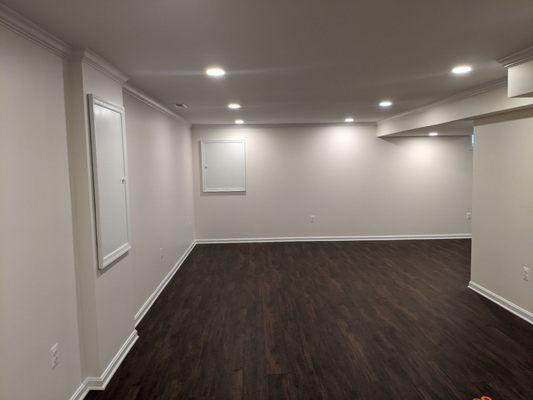 Finished basement with LPV floors.