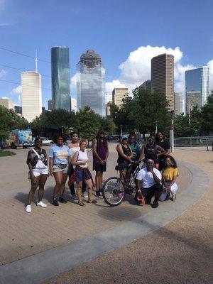 Very fun group ride. Picture in front of the city skyline