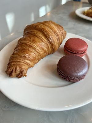 Croissant and macarons