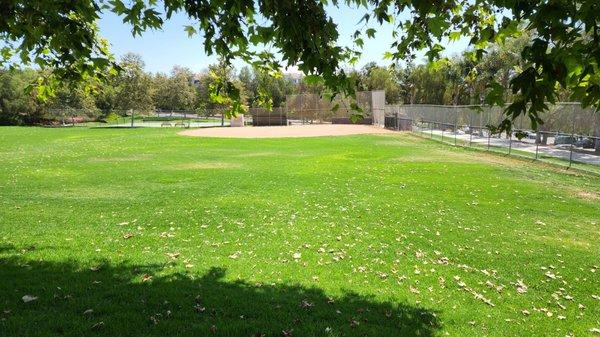 Baseball Field and far left-hand side is the basketball court.