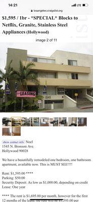 This is the listing and the listing are also on other site like apartment.com and others