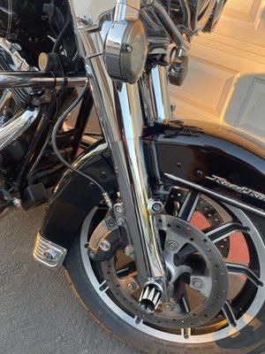 Chrome Forks installed by Boars Nest Choppers