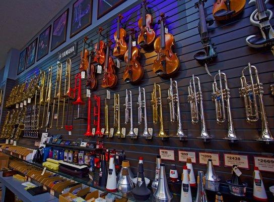 We carry new and pre-owned trumpets, saxophones, flutes, clarinets, violins, and much more!