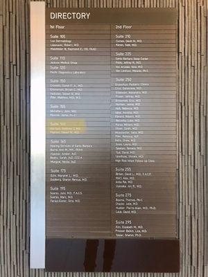 Building directory. Dr. Harrison is in Ste. 160.