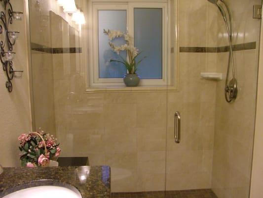 Frameless 3/8" glass shower door and panel