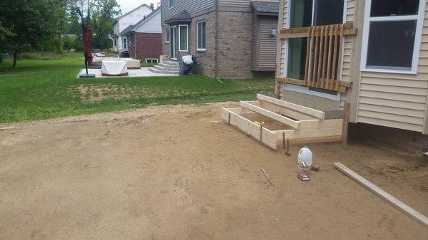 patio and steps prepared