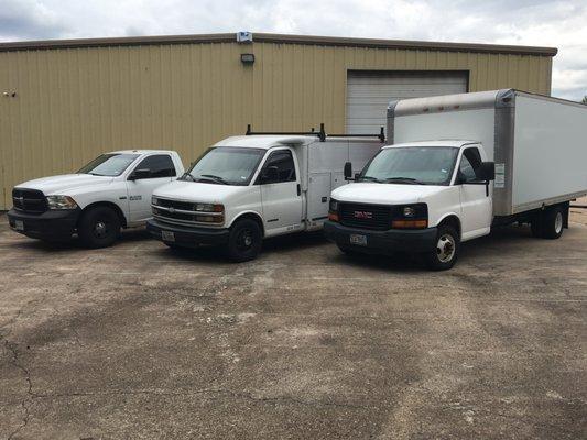 We have all different size of vehicles to help with all different types of cleanups. All of our trucks are under commercial insurance