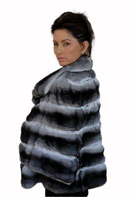 Horizontal Natural Chinchilla Fur Jacket