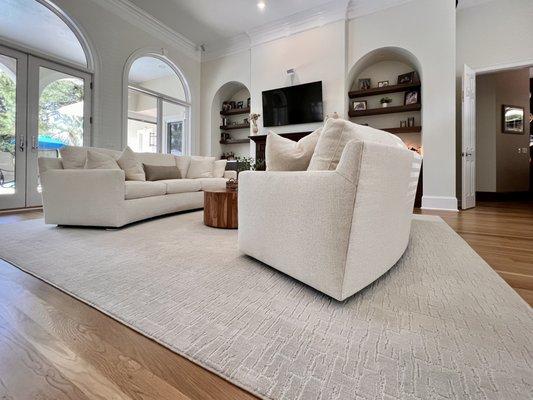 Custom carpet rug for living room at Baytowne Ave Home at Sandestin, FL