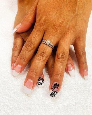 Acrylic French nails with design