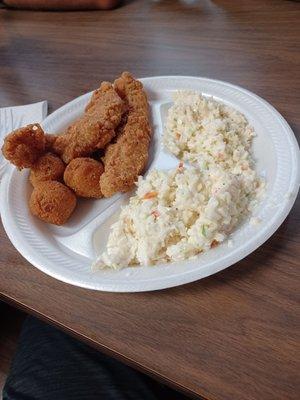 Fried Catfish, hushpuppies and coleslaw